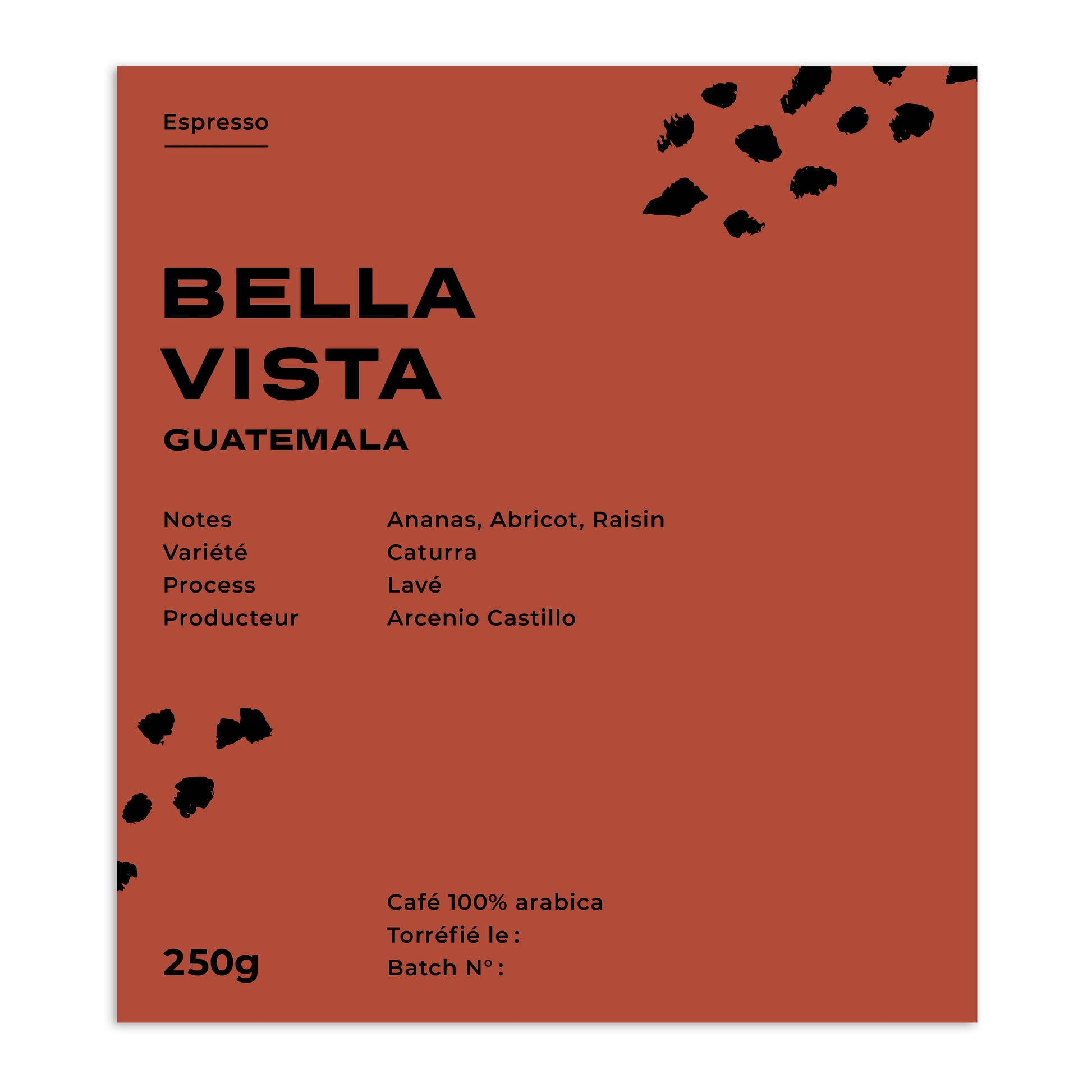 Cafe Muda - Bella Vista Guatemala Espresso Specialty Coffee Label