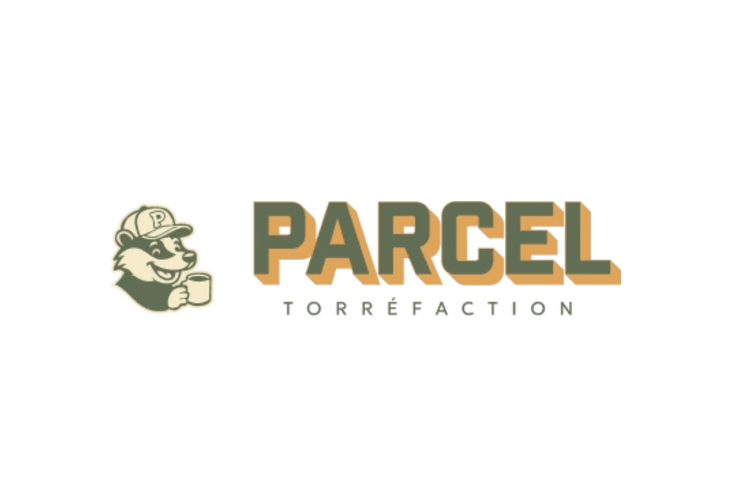 White 'PARCEL' logo with a stylized parcel icon on a green background